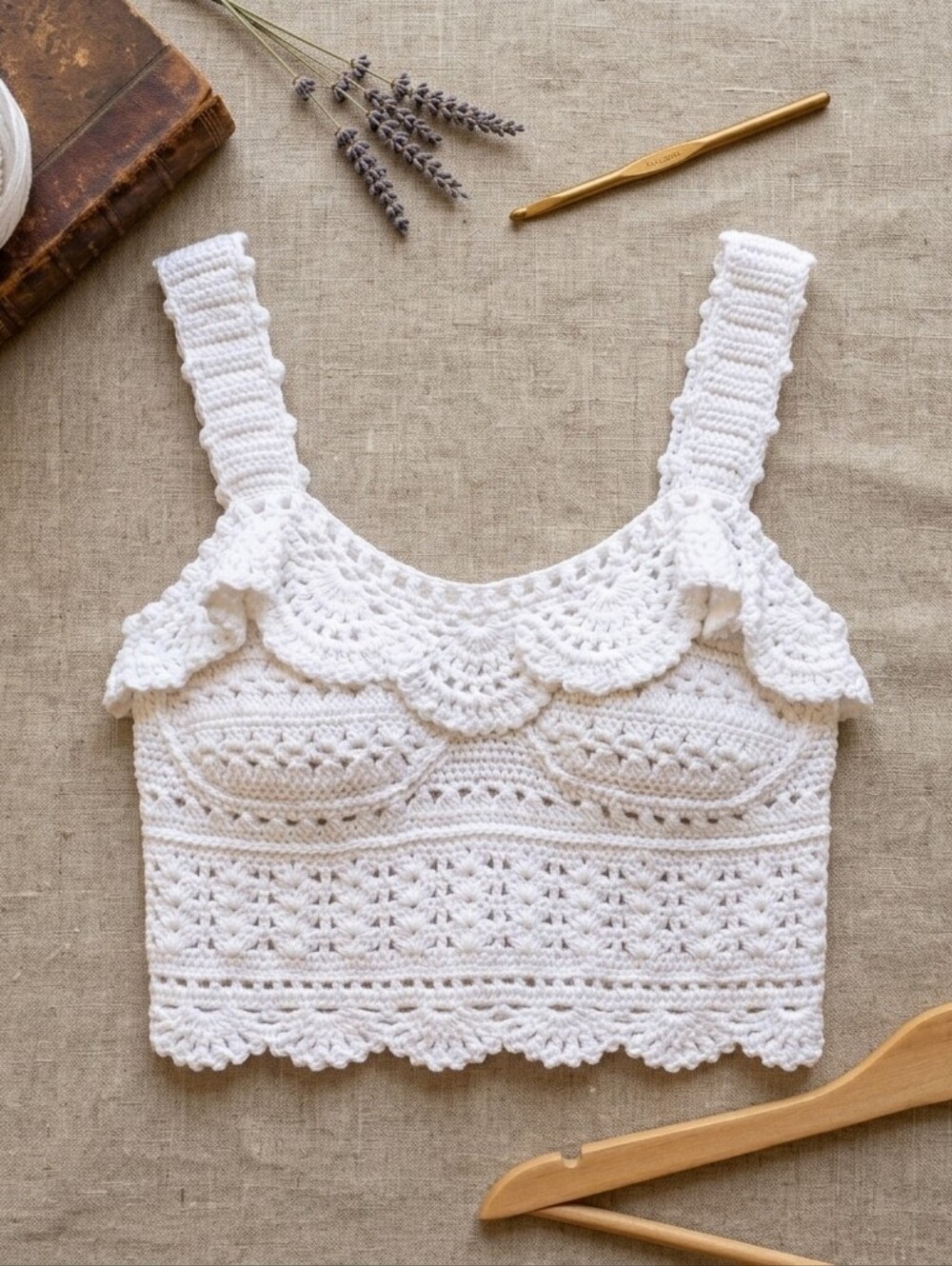 Sea New York Cream Rylee Cropped Crochet Wool Blend Ruffle Tank Top XS - NWOT